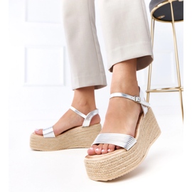 Sandale de argint espadrilles pe platforma Solora 3