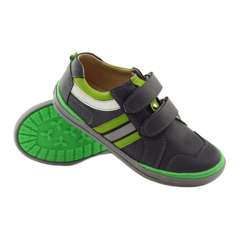 Pantofi cu element reflectorizant Bartuś verde gri 3