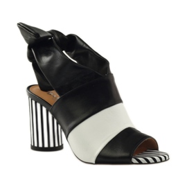 Sandale de dama Badura 7787 legate alb negru 1