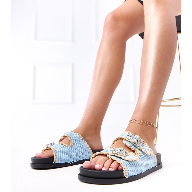 Clapele albastre împletite cu cataramă Sameli albastru 1