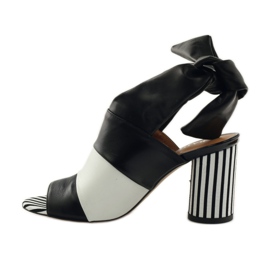 Sandale de dama Badura 7787 legate alb negru 2