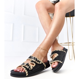 Flip -flip -flops cu catarame de sameli negru 2
