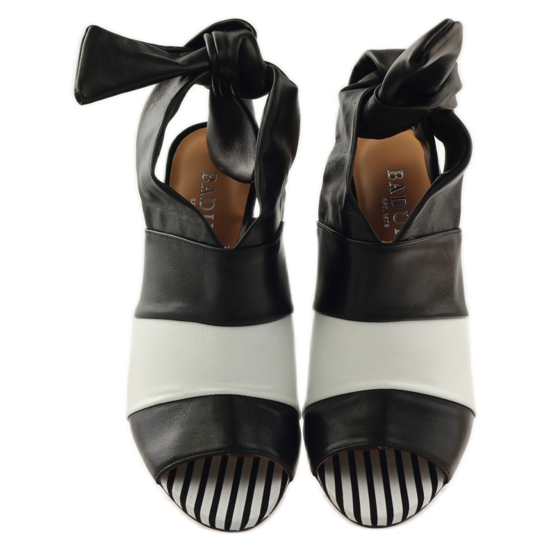 Sandale de dama Badura 7787 legate alb negru 4