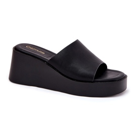 Flip -flops pentru femei pe pană ancoică neagră negru 4