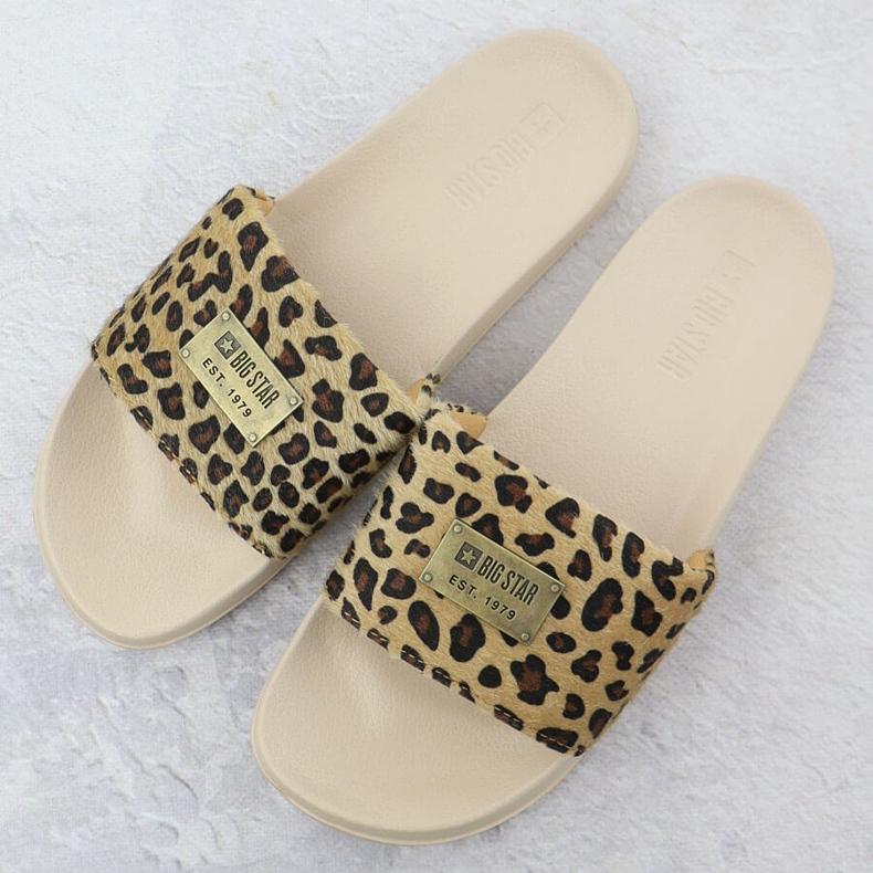 Big Star Femei Leopard Leopard Flip Flops Pool Beige SS274715 bej 2