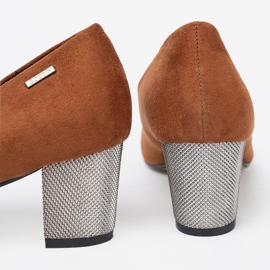 Goodin Pompe maro cu un călcâi argintiu decorativ 1