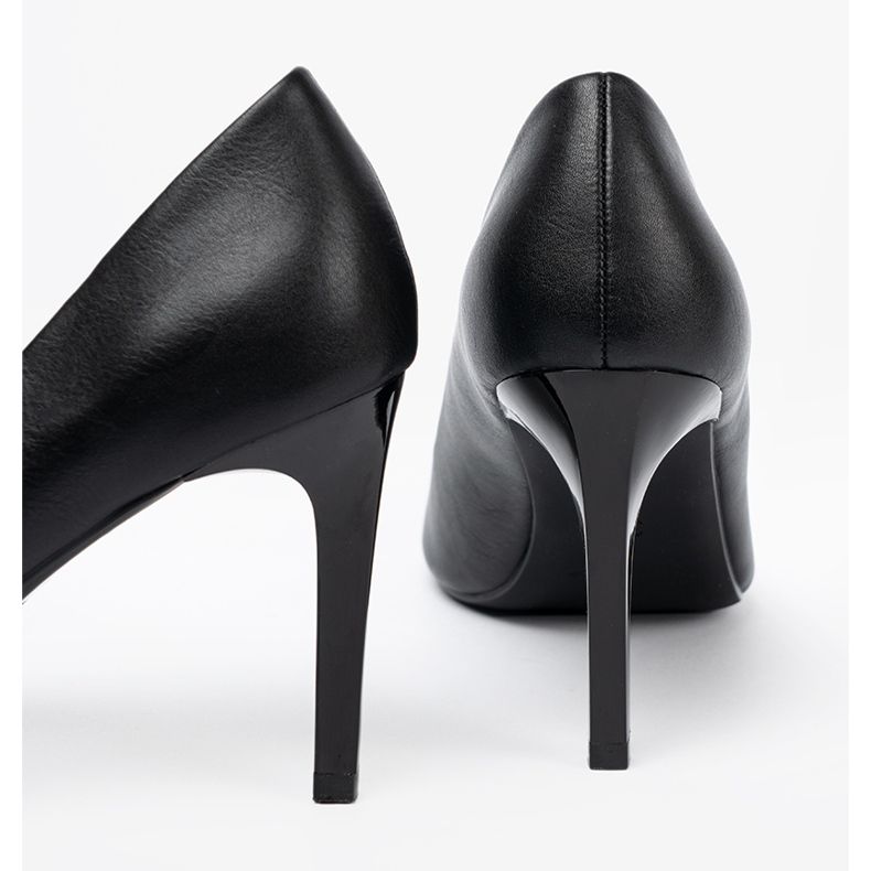 Sergio Leone Pompe negre clasice pe un toc înalt negru 2