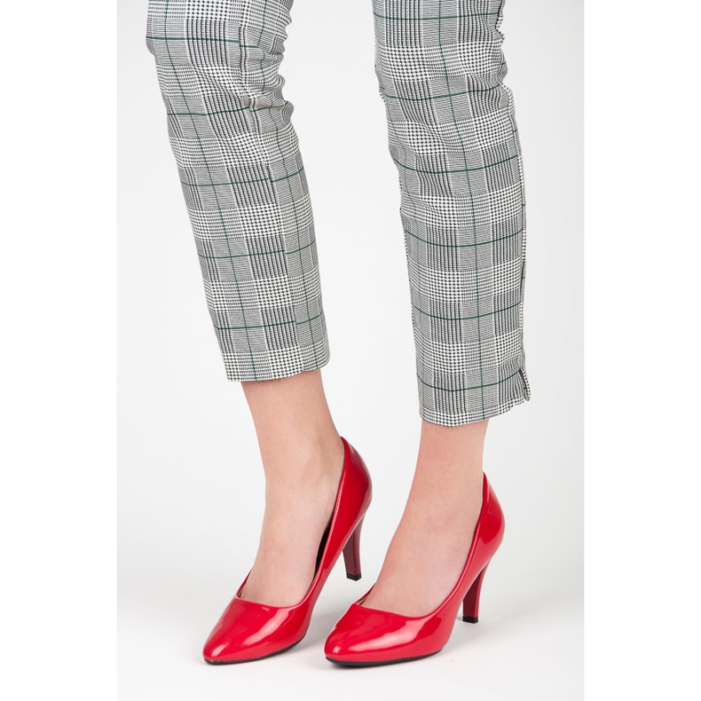 Pantofi cu toc brevetat roșu 1