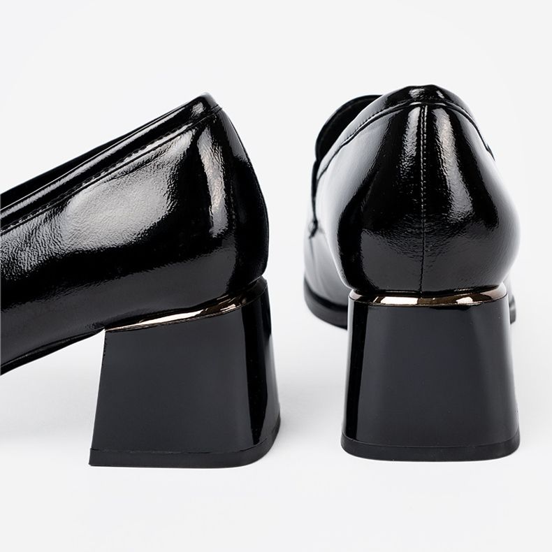 Goodin Pantofi lăcuiți cu decor argintiu negru 1