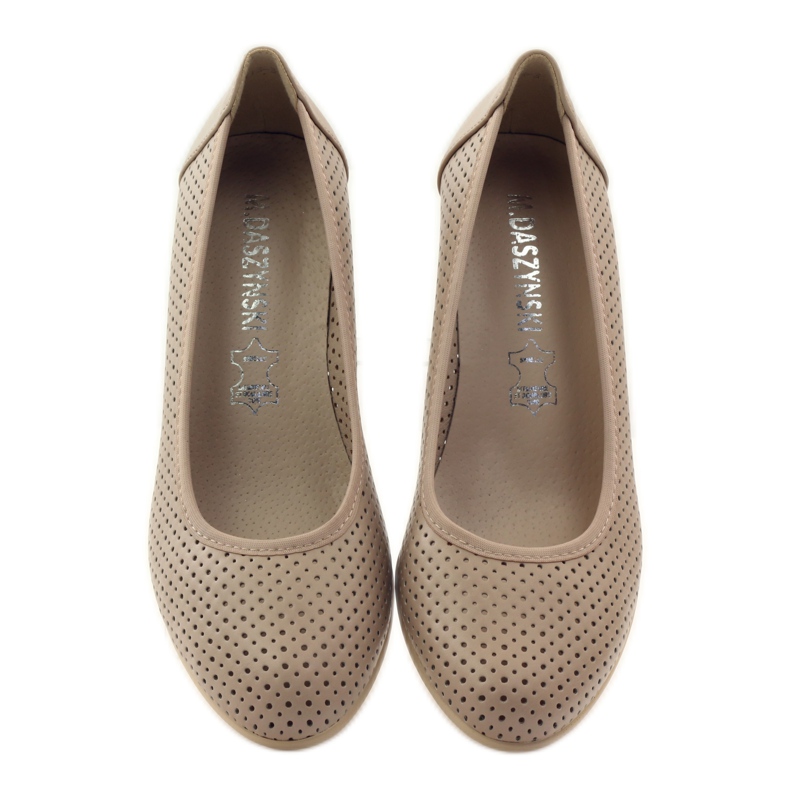 M.Daszyński Pompe cu pană pentru femei Daszyński 113 bej 4