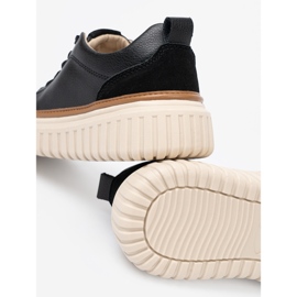 Adidași din piele neagră pe platforma Sergio Leone Beige negru 1