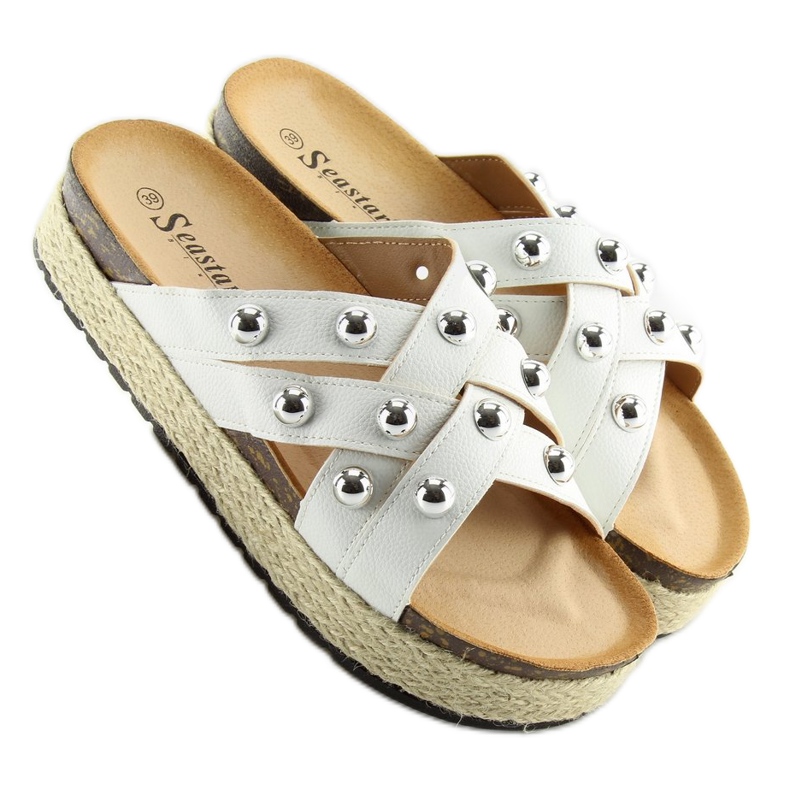 Espadrile albe papuci CK22P alb 2
