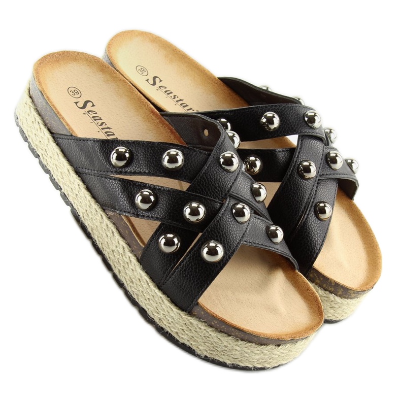 Espadrile negre CK22P papuci negri negru 2