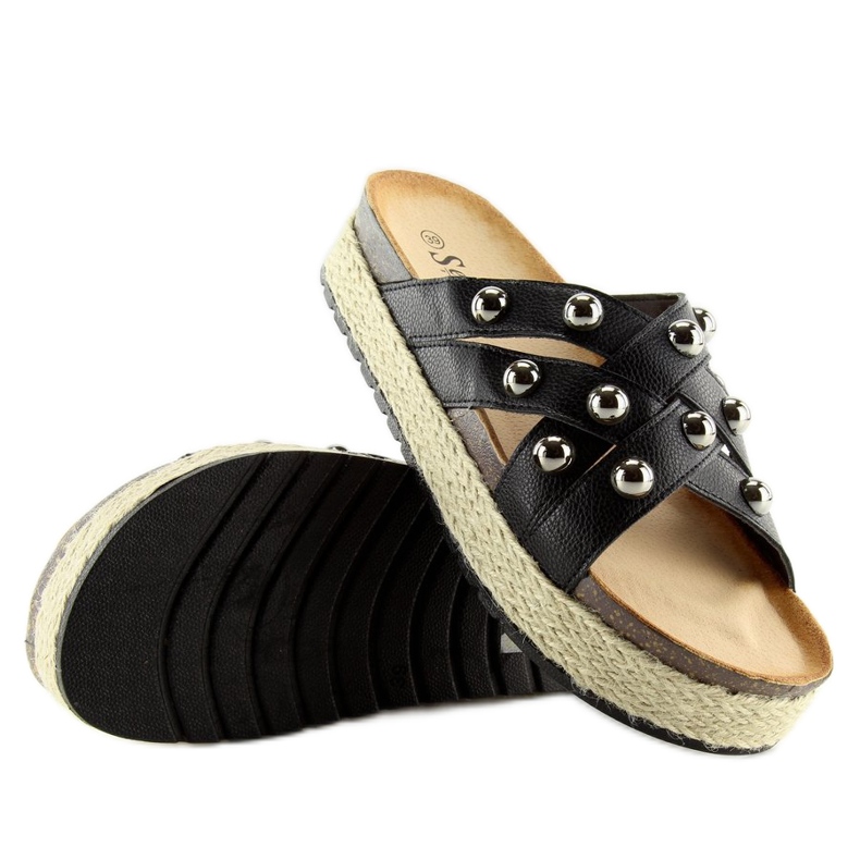 Espadrile negre CK22P papuci negri negru 1