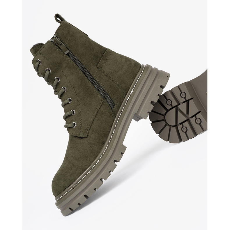 Cizme pentru femei cu verde închis cu piese din piele de căprioară Sergio Leone 1