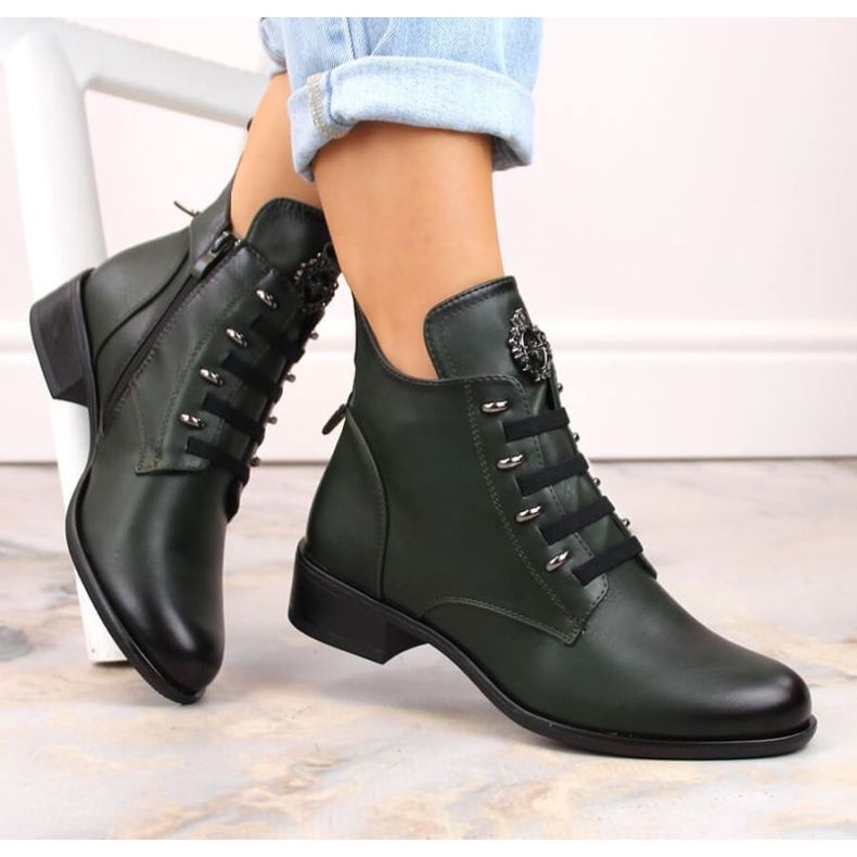 Botine izolate cu toc plat Jezzi W JEZ412B verde 1