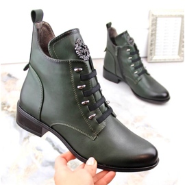 Botine izolate cu toc plat Jezzi W JEZ412B verde 5