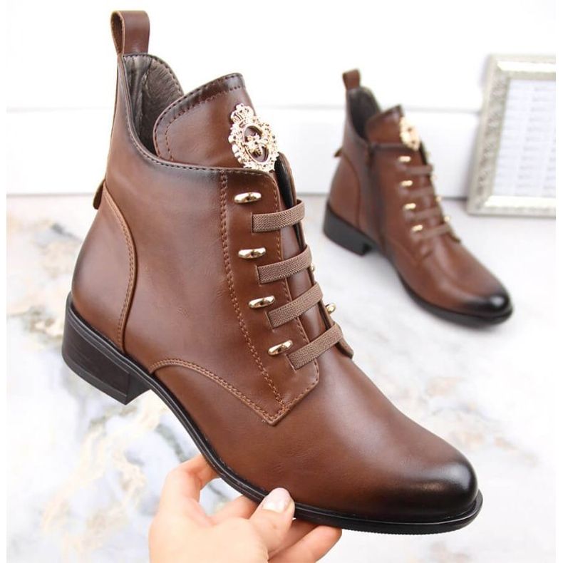 Botine izolate cu toc plat Jezzi W JEZ412C maro 1