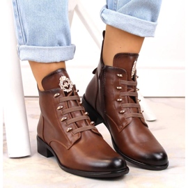 Botine izolate cu toc plat Jezzi W JEZ412C maro 4