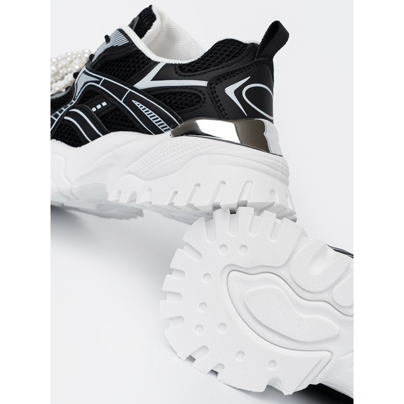 Shelvt Adidași negri cu un arc alb și margele negru 1