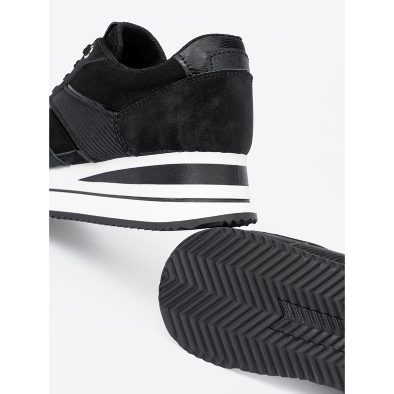 Shelvt Adidași negri moderni cu inserții strălucitoare negru 1