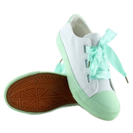 DC11 WHITE / VERDE adidasi albi si menta cu panglici 2