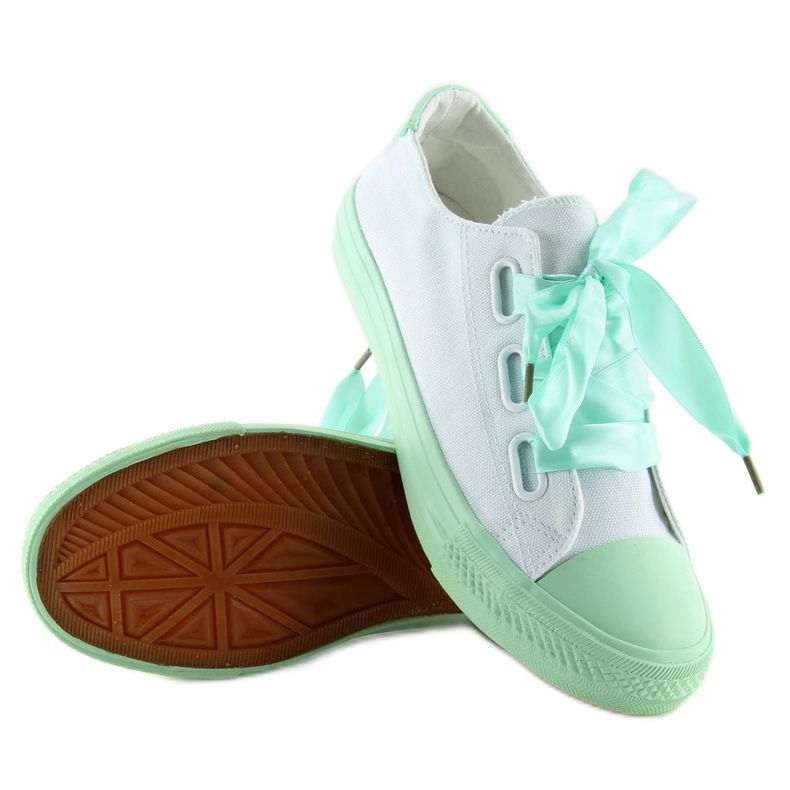 DC11 WHITE / VERDE adidasi albi si menta cu panglici 2 DC11 WHITE / VERDE adidasi albi si menta cu panglici 2