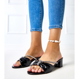 Catâri cu toc înalt decorati cu zirconi Anbrani negru 2