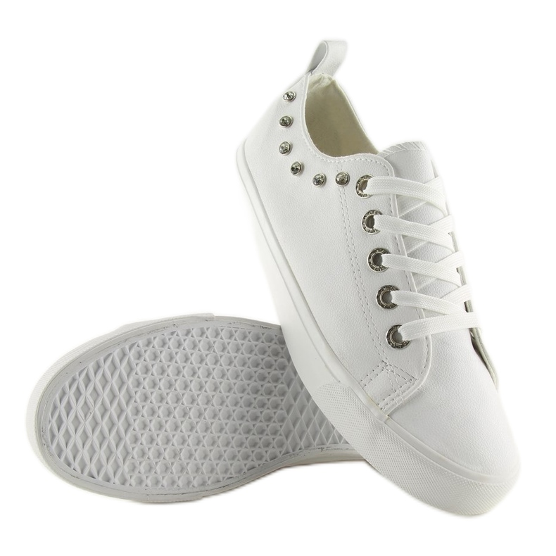 Adidasi albi cu zirconiu cubic BL122p White 1