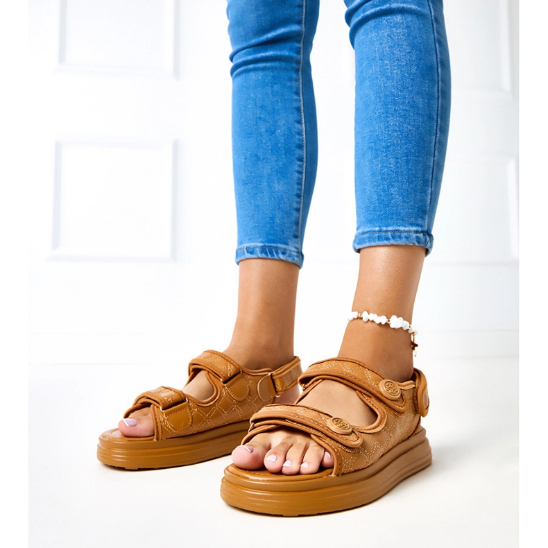 Sandale maro cu centuri de barbă reglabile 1