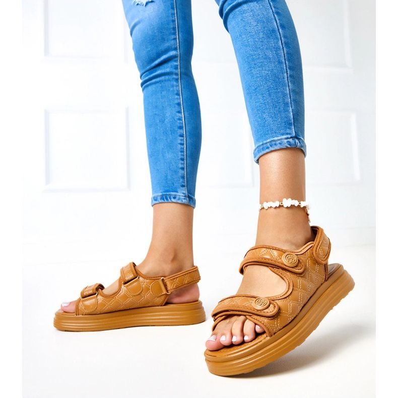 Sandale maro cu centuri de barbă reglabile 2