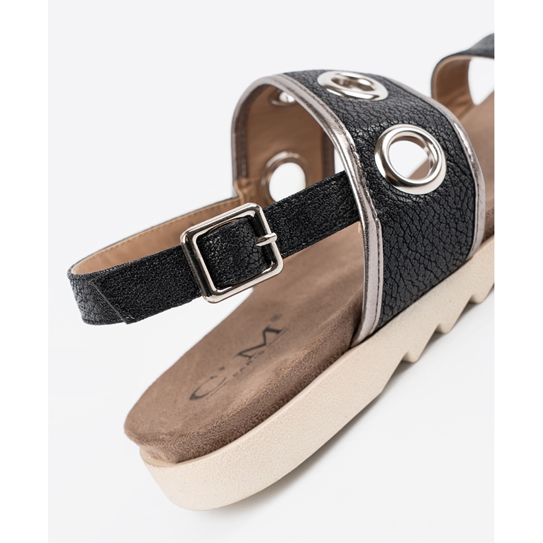 Shelvt Sandale negre cu roți metalice decorative negru 2