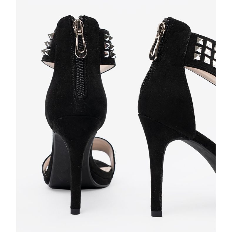 Shelvt Sandale pe un știft negru cu zirconi 1