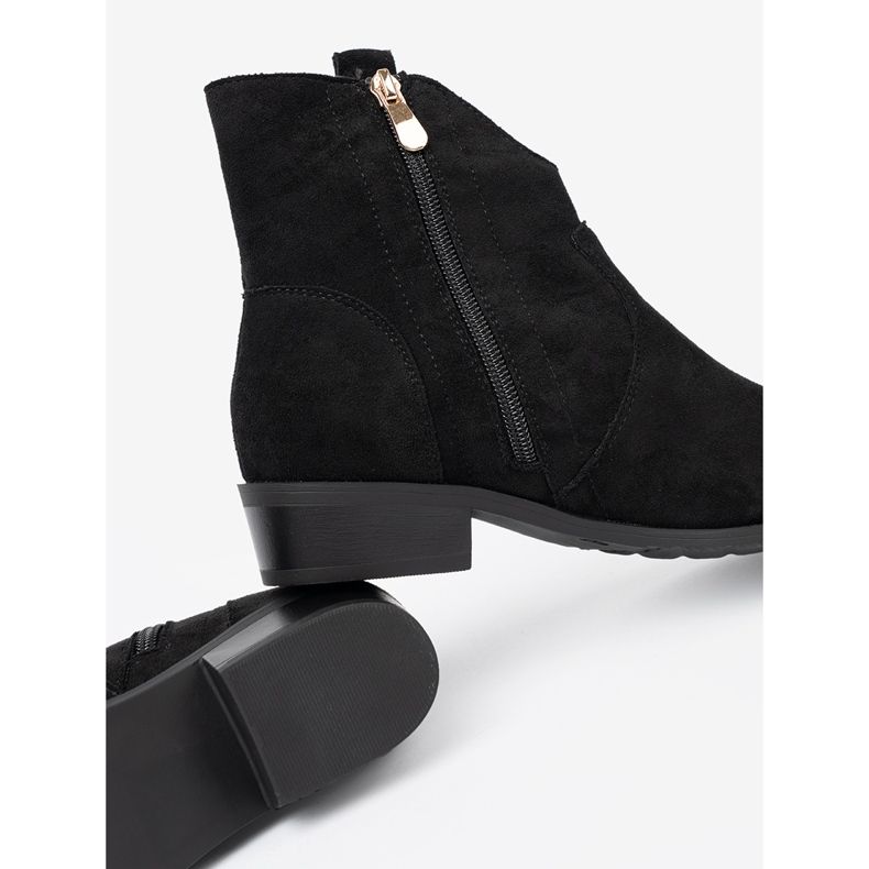 Seastar Cizme negre din piele de piele de piele de căprioară cizme de cowboy negru 1