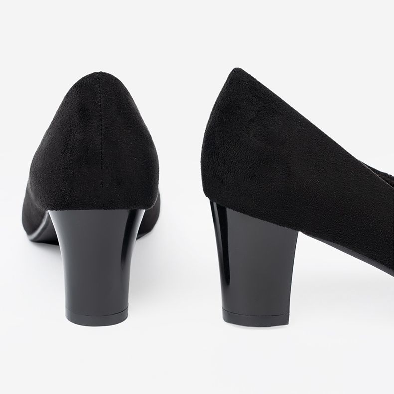 Goodin Pompe de femei negre cu o floare decorativă negru 1