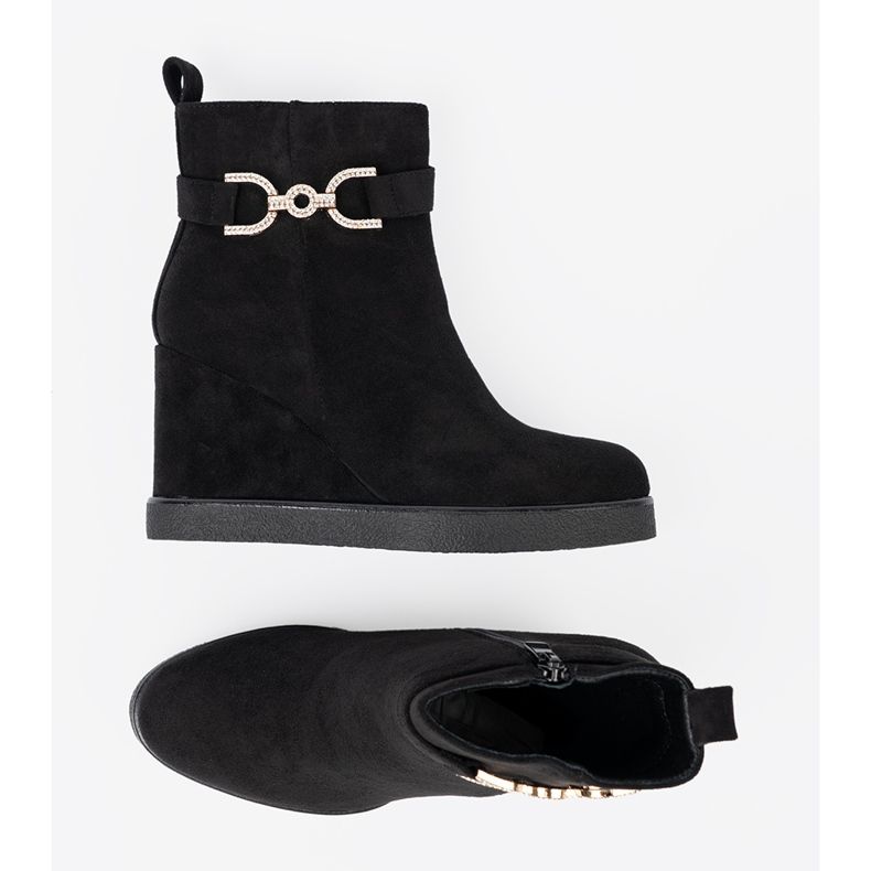 Shelvt Cizme de piele de piele de piele neagră cu o clemă elegantă negru 1