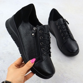 Pantofi din piele pentru femei pe pană Vinceza Neagră 39964 negru 1