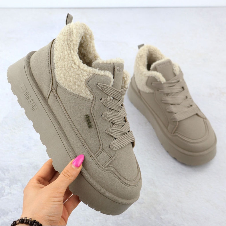 Big Star Adidași izolați pentru femei cu o haină din piele de oaie mare SS274105 1