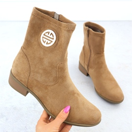 Cizme de piele de căprioară pentru femei cu decorare bej Jezzi 198-28 1