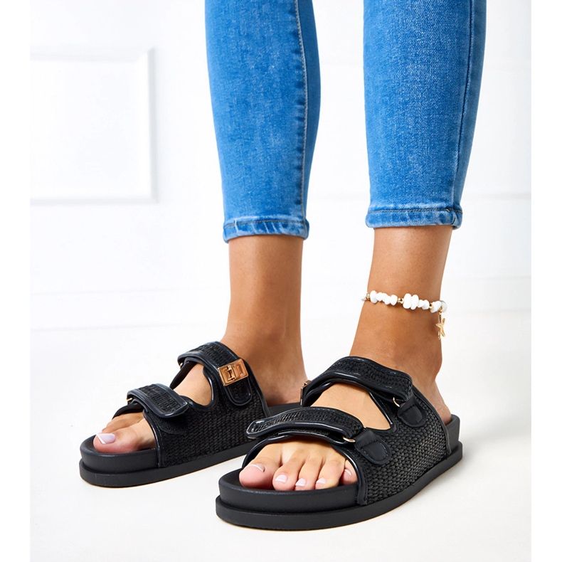 Clapete de croșetat negru cu dungi kliris reglabile 1