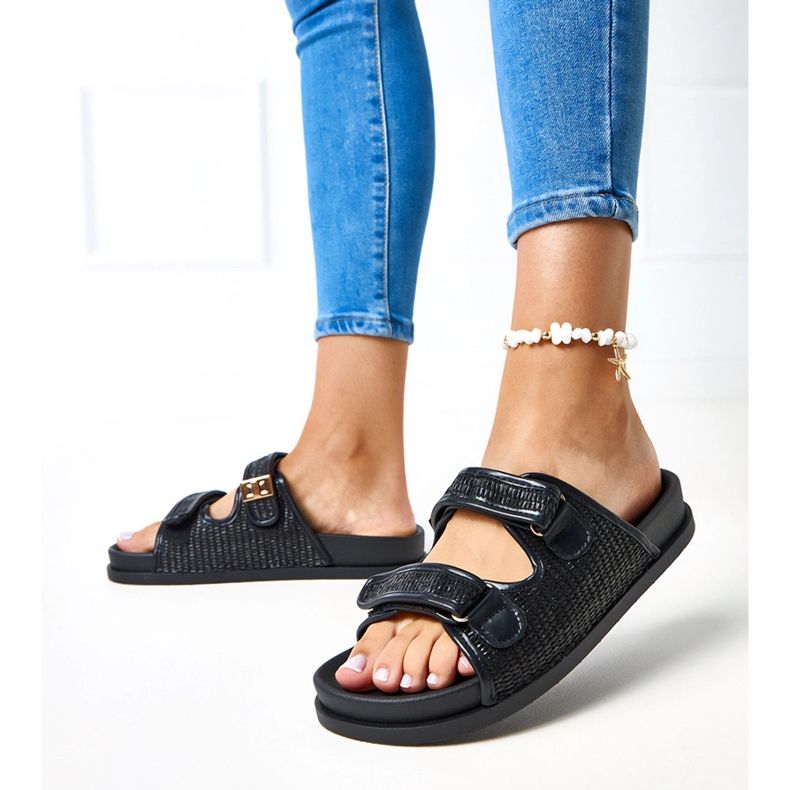 Clapete de croșetat negru cu dungi kliris reglabile 2