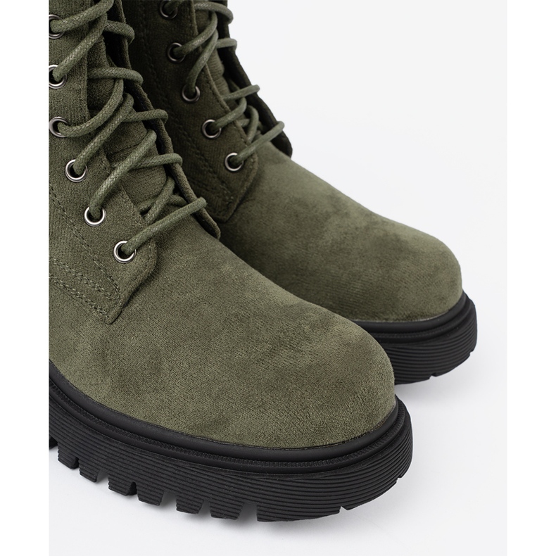 Shelvt Muncitori cu verde închis cu o talpă groasă și dantelă 1