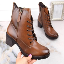 Botine cu toc înalt și platformă Potocki W WOL177B camel maro 11