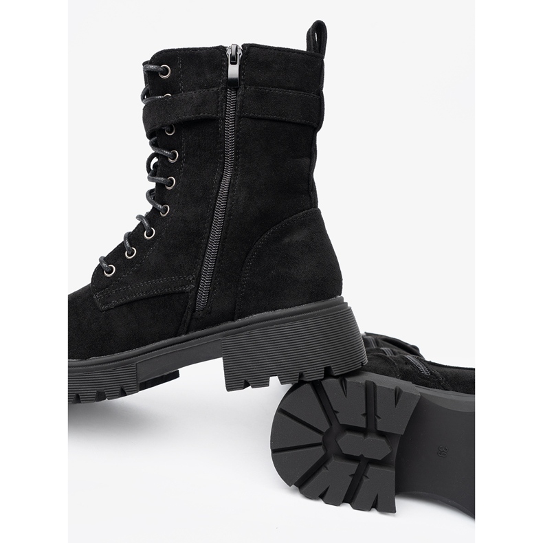 Shelvt Muncitori negri cu cataramă și dantelă negru 1