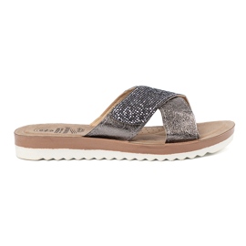 Shelvt Flip -flops metalice pentru femei cu o talpă albă argint 2