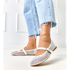 Balerine cu plasă albă cu cristale elastice 2