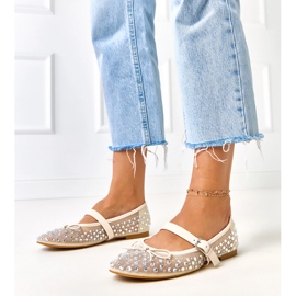 Balerine cu ochiuri bej cu cristale elaaside 1