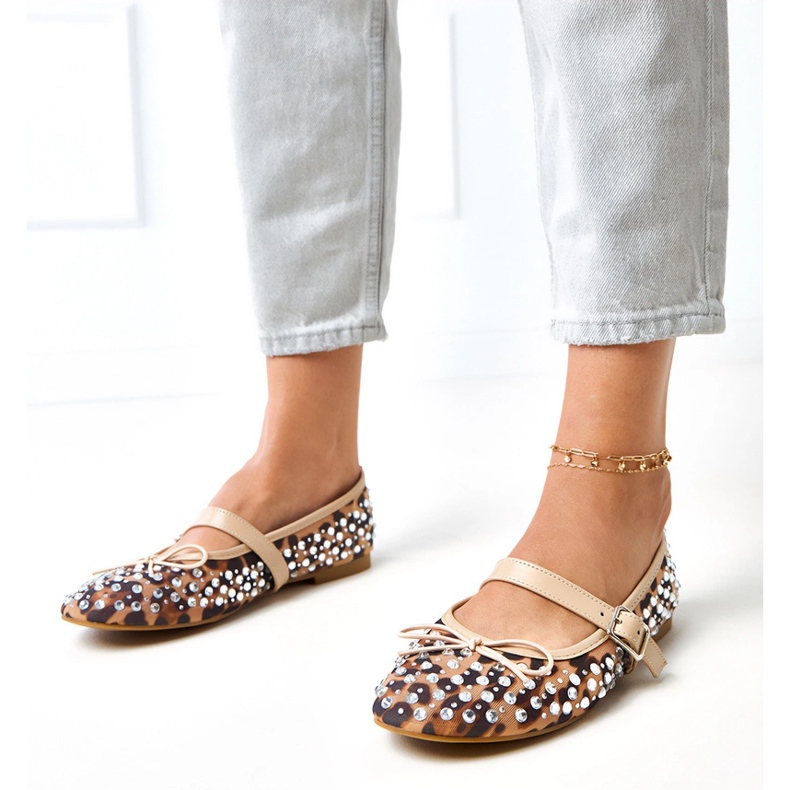 Balerine de plasă de leopard cu cristale elaaside multicolor 1