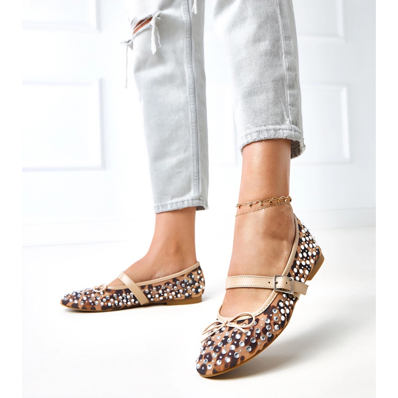 Balerine de plasă de leopard cu cristale elaaside multicolor 2