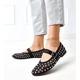 Balerine cu plasă neagră cu cristale de malmo negru 2